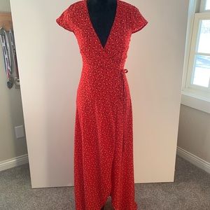 Showpo red floral wrap maxi dress